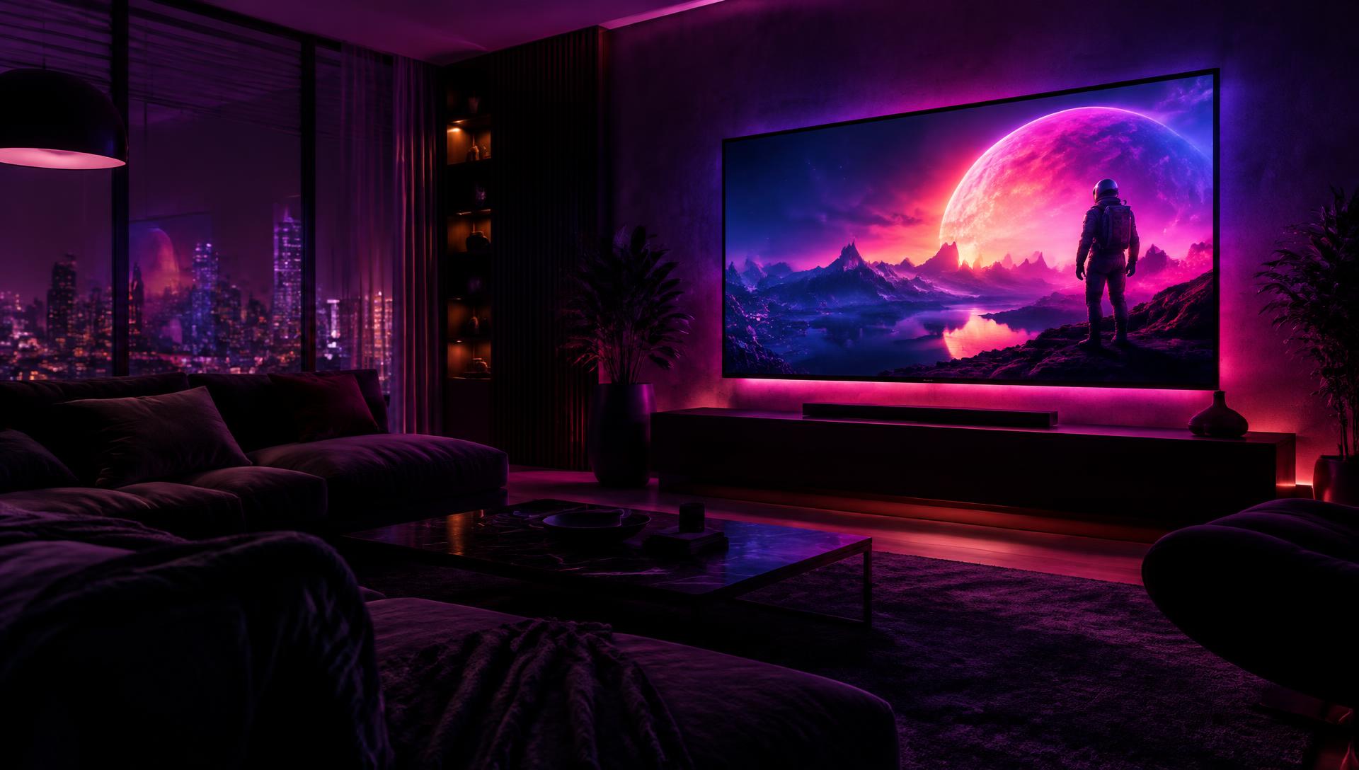 Sala com TV exibindo streaming